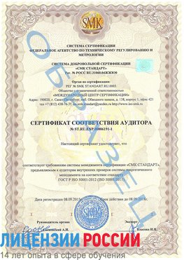 Образец сертификата соответствия аудитора №ST.RU.EXP.00006191-1 Балашов Сертификат ISO 50001
