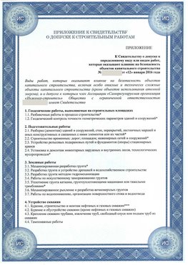 Приложение к свидетельству о допуске к строительным работам Балашов СРО в строительстве