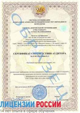 Образец сертификата соответствия аудитора №ST.RU.EXP.00006191-3 Балашов Сертификат ISO 50001