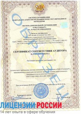 Образец сертификата соответствия аудитора №ST.RU.EXP.00006191-2 Балашов Сертификат ISO 50001