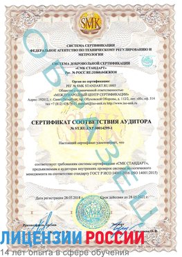 Образец сертификата соответствия аудитора №ST.RU.EXP.00014299-1 Балашов Сертификат ISO 14001